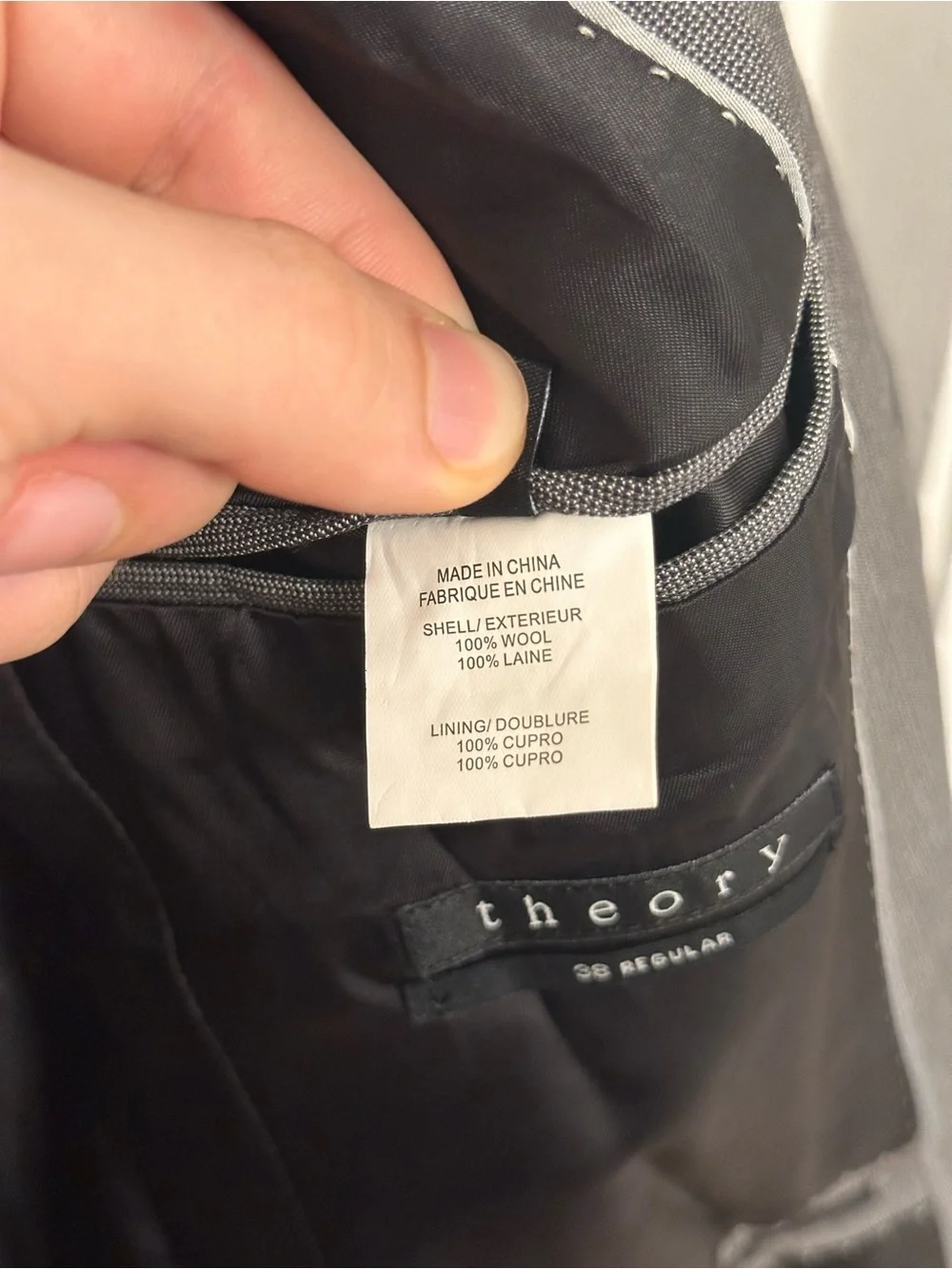 Theory 38R 100% Wool Light Grey Sport Coat Blazer